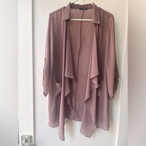Fashion Nova Mauve Open-Front Chiffon Drape Cardigan